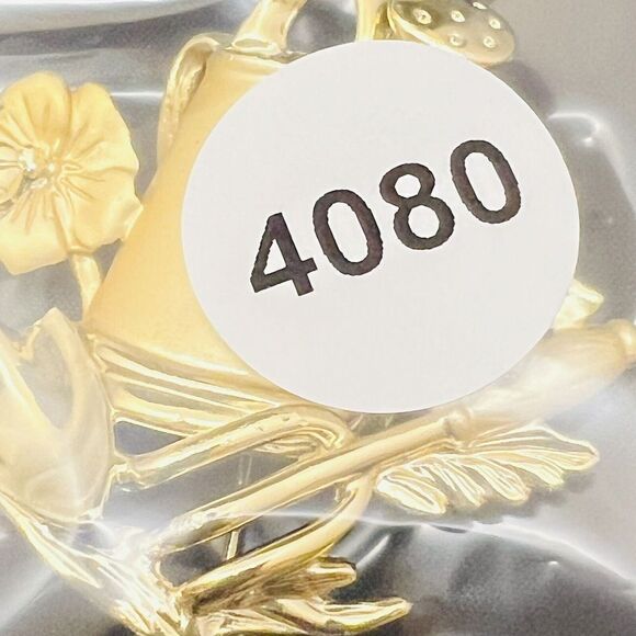 Vintage AJC Satine Gold Tone Gardening Tools Flowers Watering Can Brooch 4080 - Picture 10 of 10